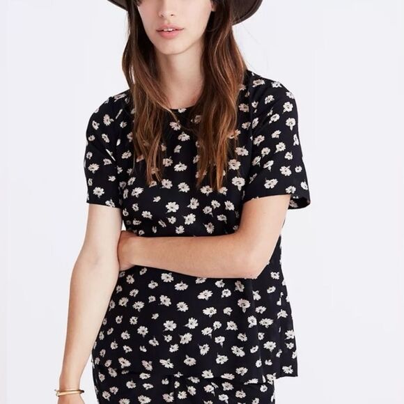 Madewell Silk Button-Back Blouse Top In Seattle Floral Size S - Picture 1 of 9